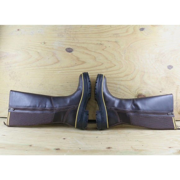 NWOT Timberland Boots Women 9.5 Brown Leather Malynn Waterproof Tall Shoes - Picture 6 of 10